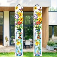 Spring Door Banner 12×72 Inch Spring Door Cover Floral Porch Banner Butterfly…