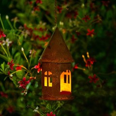 Rustic Metal Castle Candle Holder Hanging with Compact Size for Table and Shelf