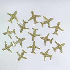 100 PCS Gold Glitter Airplane Table Scatter Paper Confetti Baby Shower Party