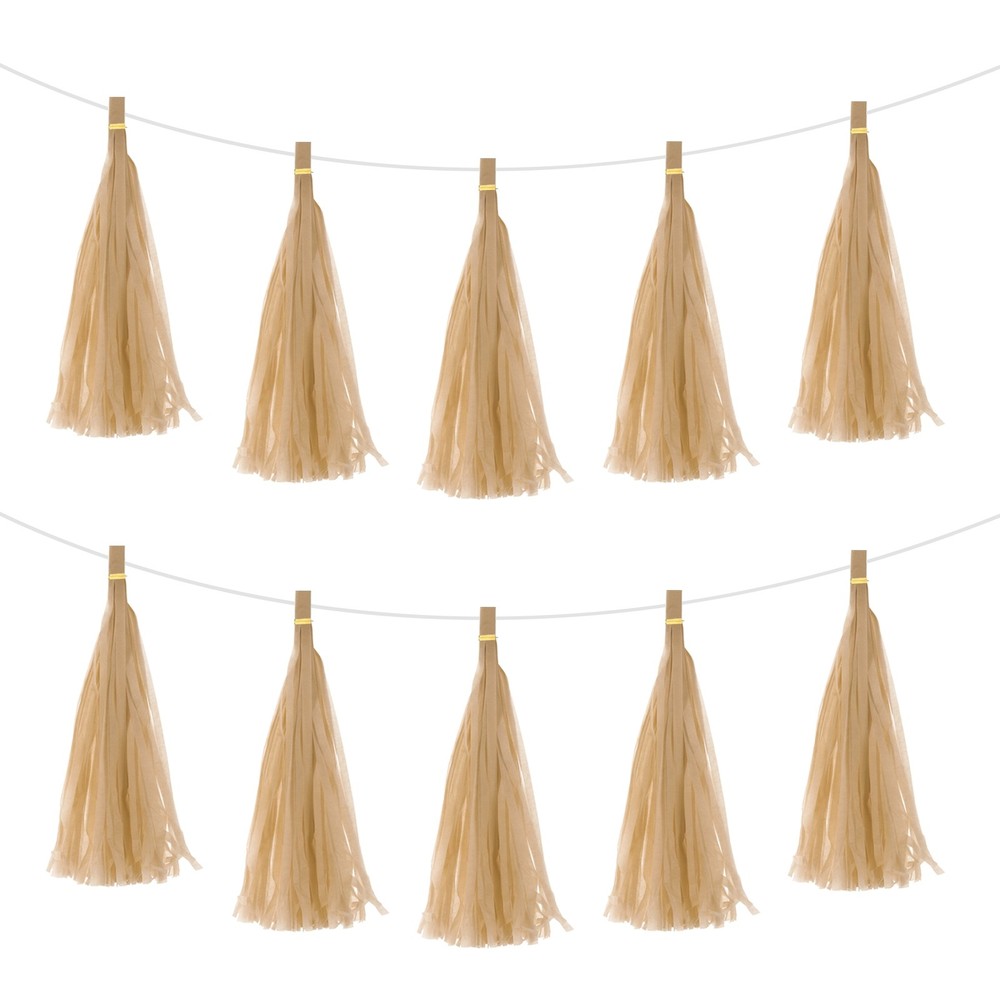 25Pcs Khaki Tassel Garland Banner with Rope