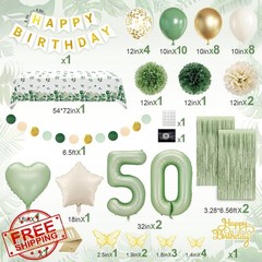 RBYOO Sage Green 50th Birthday Decor