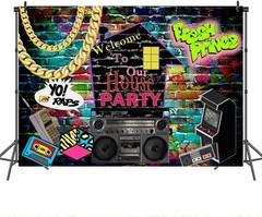 Mocsicka 90S House Party Backdrop Hip Hop 80’S 90’S Theme Party Decorations Gra