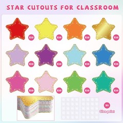 Paper Star Confetti Cutouts 3.5 Inch Classroom Bulletin Board Decor 120 PCS