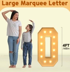 imprsv 4FT Marquee Light Up Big Letter O Birthday Decorations DIY Party