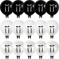 Black and White Bow Balloons 60pcs, Pearl White Black Balloons with Diy Ribbo…