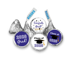 Class of 2025 Purple Graduation Party Favor Kisses Stickers Labels SET of 216