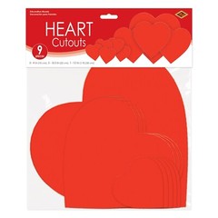 Beistle Valentine’s Day Heart Cutouts 9 Pack Assorted Sizes Wall or Window Decor