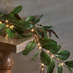 Faux Magnolia Garland with Lights 6FT Battery Operated with Timer or USB Plug