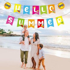 , Hello Summer Banner No DIY, Summer Banner for Summer Party Decorations, He…