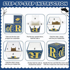 Blue and Gold Graduation Decorations Class of 2026 Graduation Boxes Royal Blue C