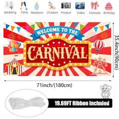 Carnival Backdrop 71×35 Inch Welcome to the Carnival Banner – Circus Carnival