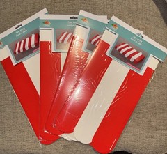 4 Pack Red Circus Awning Decoration 3D Pink And White Stripe Cardboard Awnin…