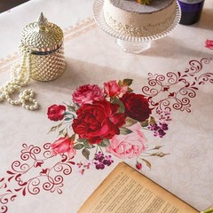SUTAVIA Lace Embroidered Table Cloth Oval Farmhouse Table Cover Classic Antique
