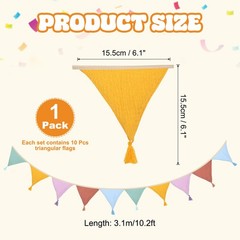 3.1m/10.2ft Fabric Pennant Banner Pennant Banner Flag Purple/Green/Yellow/Orange