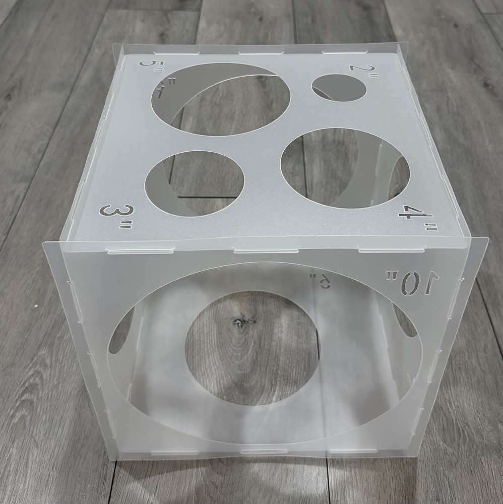 Balloon Sizer Box 2-10 Inch Collapsible Plastic Cube Template