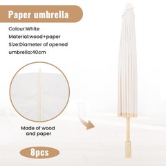 8PCS Parasol Wedding Umbrella Party Favor 40cm Bamboo Umbrellas for Bridal6705