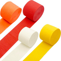 Fall Party Supplies, 4 Rolls Yellow Beige Orange Red Crepe Paper Streamers for F