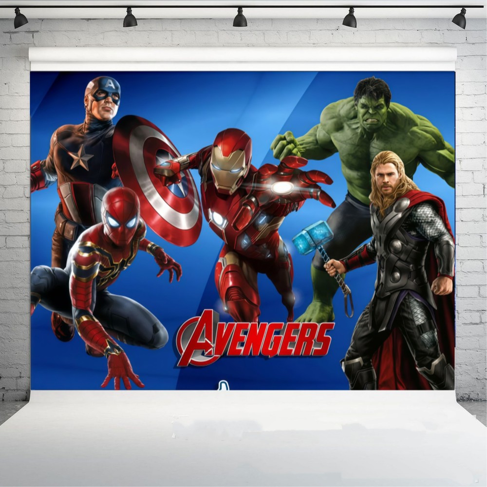 Superheroes Avengers Poster Backdrop Boy Birthday Party Photo Background Banner