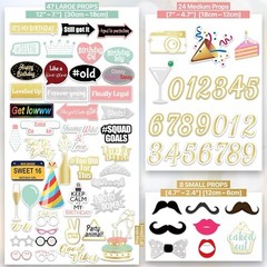 70pcs “ No Diy “ Birthday Photo Booth Props For All Ages “ Multi Colored “ Box S