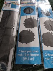 12 Pack. Celebration Tissue Pom Pom Hangers 12 Inch , Black Milestone Birthday