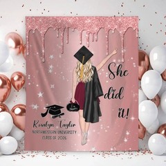 Personalized Graduation Party Backdrop, Custom Class of 2026 Banner Decor Gift