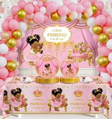 266pcs Royal Princess Baby Shower Decorations, Black Princess Baby Shower Suppli