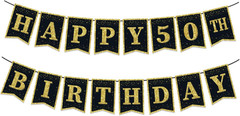 Happy 50Th Birthday Banner – Pre-Strung Birthday Party Decorations for 50Th Birt
