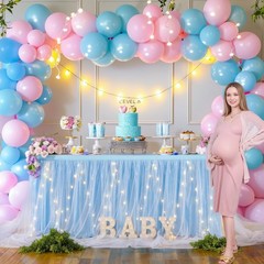17FT Light Blue Tulle Table Skirt for Rectangle or Round Tables Ruffle Tulle …