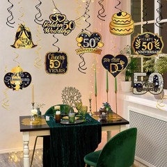 20PCS 50th Anniversary Hanging Swirl Decorations, Wedding Birthday Party Ceiling