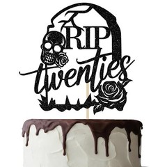 Rip Twenties 30th Birthday Cake Topper Black Glitter Death My 20s Funeral