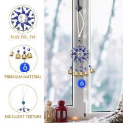 Blue Sun Decoration Mother Hanging Wind Chime Evil Eye Pendant with Bell