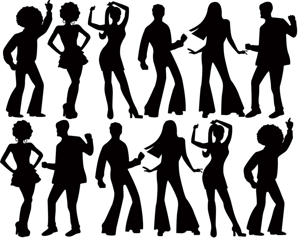 Motiskyy 12 Pcs Disco Dance Silhouettes Cutouts Large Retro Removable Pvc Wall