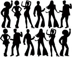 Motiskyy 12 Pcs Disco Dance Silhouettes Cutouts Large Retro Removable Pvc Wall