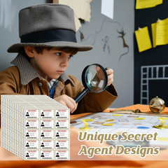 210 PCS Secret Agent Name Tags Disposable Top Secret Party Stickers Secret Agent