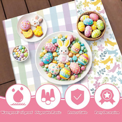 Easter Decorations – Rabbit Eggs Disposable Plastic Tablecloth Rectangular | Eas