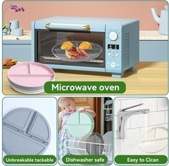 Unbreakable Divided Plates for 9 Inch, Pink, beige, white, light gray, green