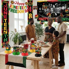 Juneteenth Decorations, 24Pcs Juneteenth Party Supplies Set with Happy Juneteent