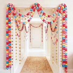 600 Sheets Rainbow Chain Strips and Mirror Star Garland 13 Feet Crafts Banner…