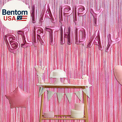 2 Pack Glitter Pink Backdrop, 3.28 FT X 7.05 FT Birthday Party Decorations, Lase