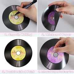 48 Pcs 70s 80s 90s Disco Records Paper Cutouts 100 Pcs Glue Points Decoration
