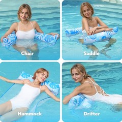 Hammock Pool Floats Adults, 4-in-1 Multi-Purpose Inflatable Pool Floaties Sof…