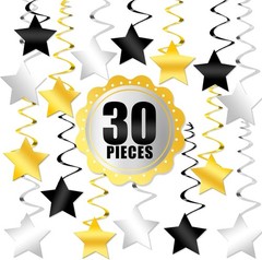 KatchOn, Black Gold and Silver Star Hanging Swirls- Pack of 30, No DIY | Star…