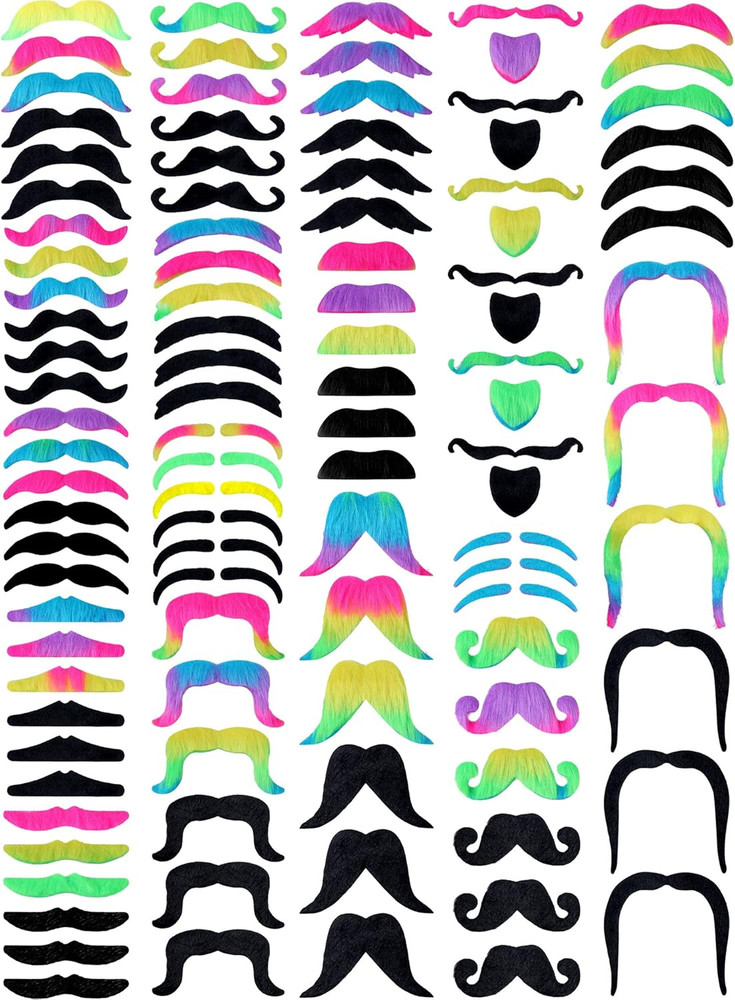 175 Pcs Fake Mustaches Bulk for Kids Stick on Mustache Kids Beard Self Adhesive