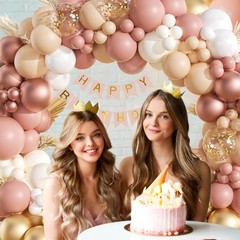 136pcs Boho Balloon Arch Garland Kit, Blush Dusty Pink Nude Ivory White Rose …