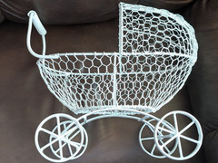 Large White Metal Carriage Stroller Centerpiece Room Decoration Baby Shower more
