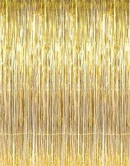 GOER 3.2 ft x 9.8 ft Metallic Tinsel Foil Fringe Curtains Party Photo 1 Gold