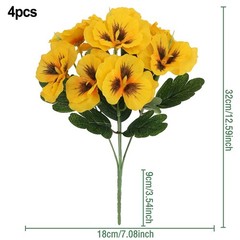 Charming 4Pcs Pansy Artificial Flowers for Any Event or For Home Setting
