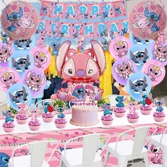 Pink stich Birthday Decorations stich Birthday Party Supplies stich Happy Bir…