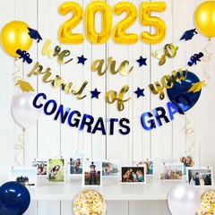 Navy Blue Gold 2026 Graduation Party Decorations Foil Balloon 2026 We are So Pro