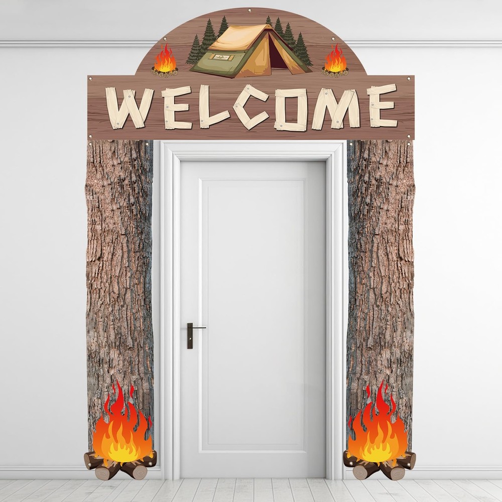 3 Pcs Camping Themed Party Decorations Camper Banner Welcome Porch Sign Campe…